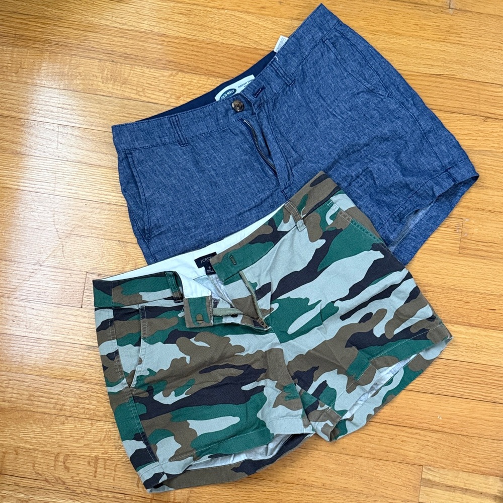 2 Pairs of Camo & Chambray  Women’s Shorts (sold togeher)